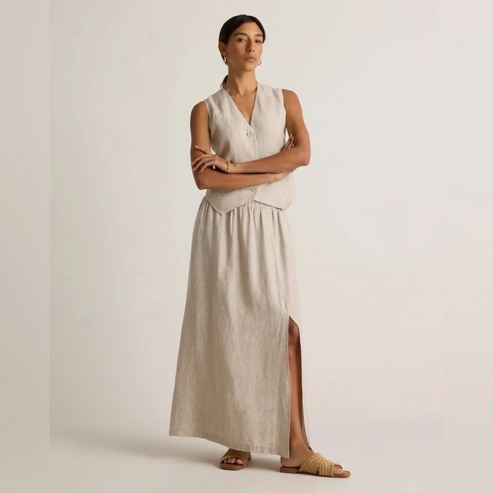 QUINCE NWT 100% european lInen maxi skirt -flax -medium - Picture 5 of 13